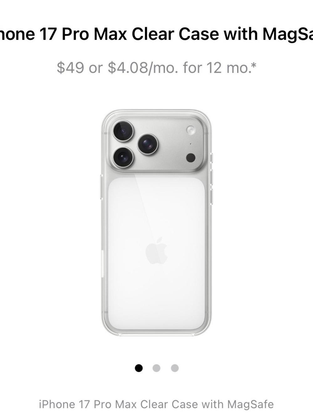 Apple Clear MagSafe Case for iPhone 17 Pro Max - Transparent